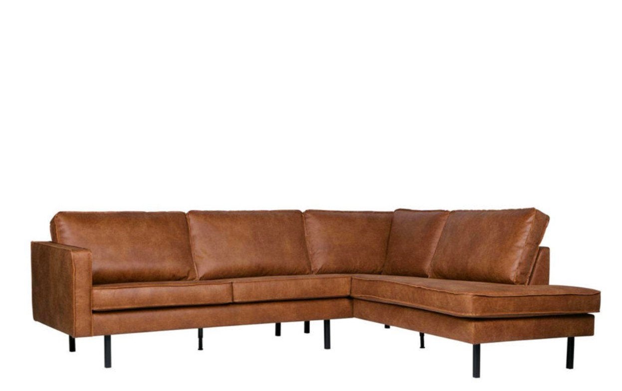 WOOOD Rodeo Hoekbank Rechts – Cognac Microleer – Nette staat, Ophalen, 250 tot 300 cm, Modern, Industrieel, 100 tot 125 cm