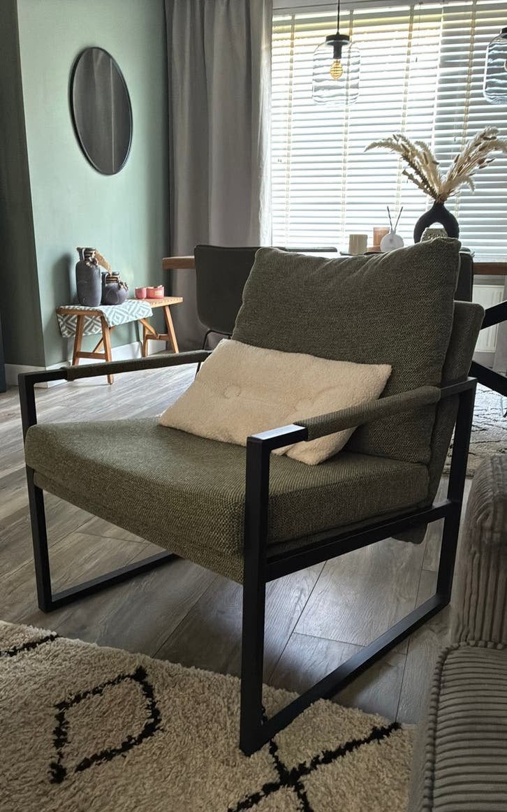 fauteuil groen, Ophalen, 75 tot 100 cm, Zo goed als nieuw, Stof