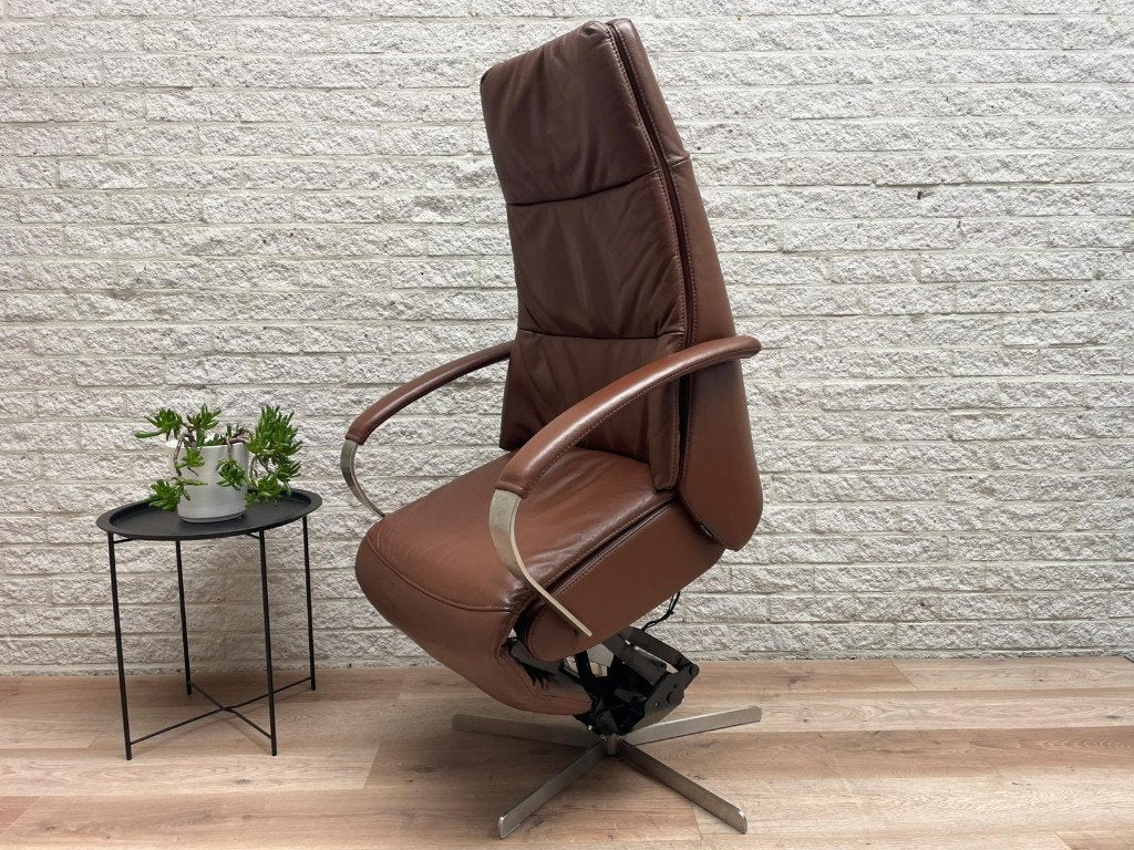 Als Nieuw! Prominent E-100 sta op stoel relax fauteuil ACCU, N, N, Minder dan 75 cm, Leer