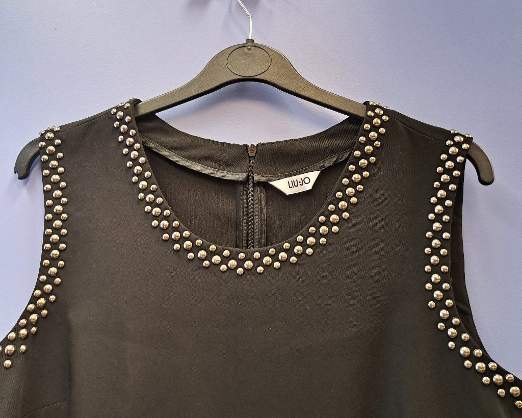 Liu Jo jurk zwart + randen zilverkleurige studs 40-42 44985, Maat 38/40 (M), Zwart, Ophalen of Verzenden, Zo goed als nieuw