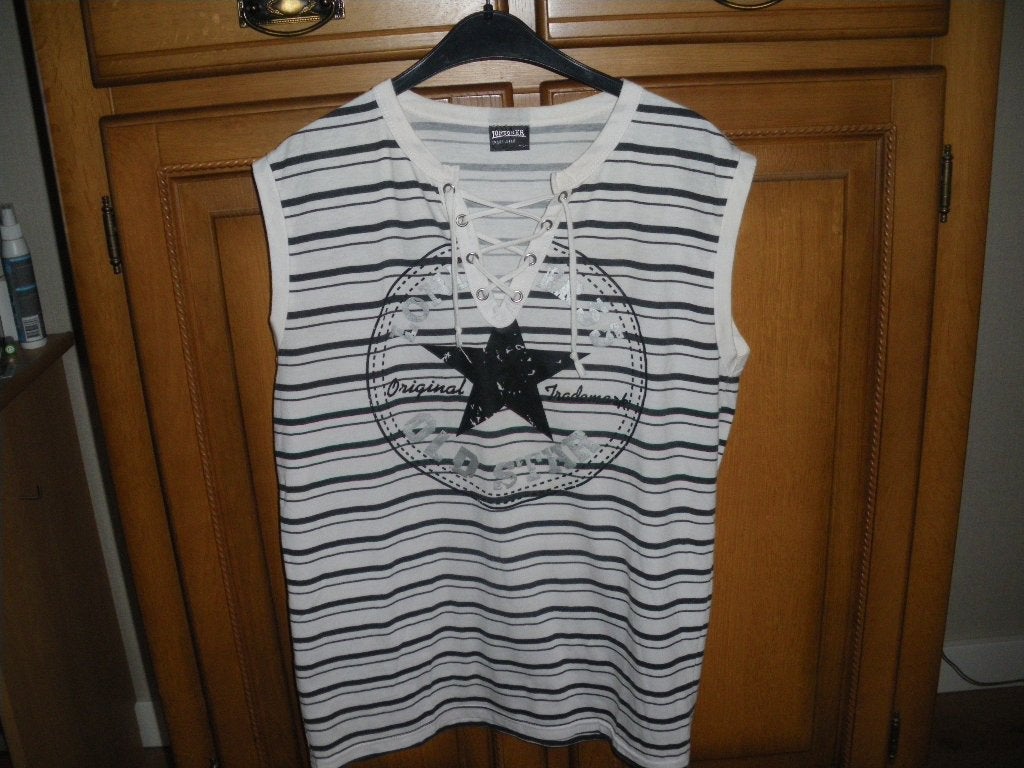 leuk wit gestreept mouwloos zomer shirt LondonER mt large, Kleding | Heren, Polo's, Ophalen of Verzenden, Zo goed als nieuw, Maat 52/54 (L)