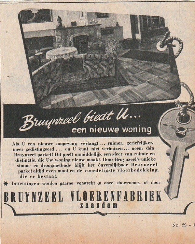 Retro reclame 1948 Bruynzeel Zaandam mooie vloeren, Verzenden, Overige typen