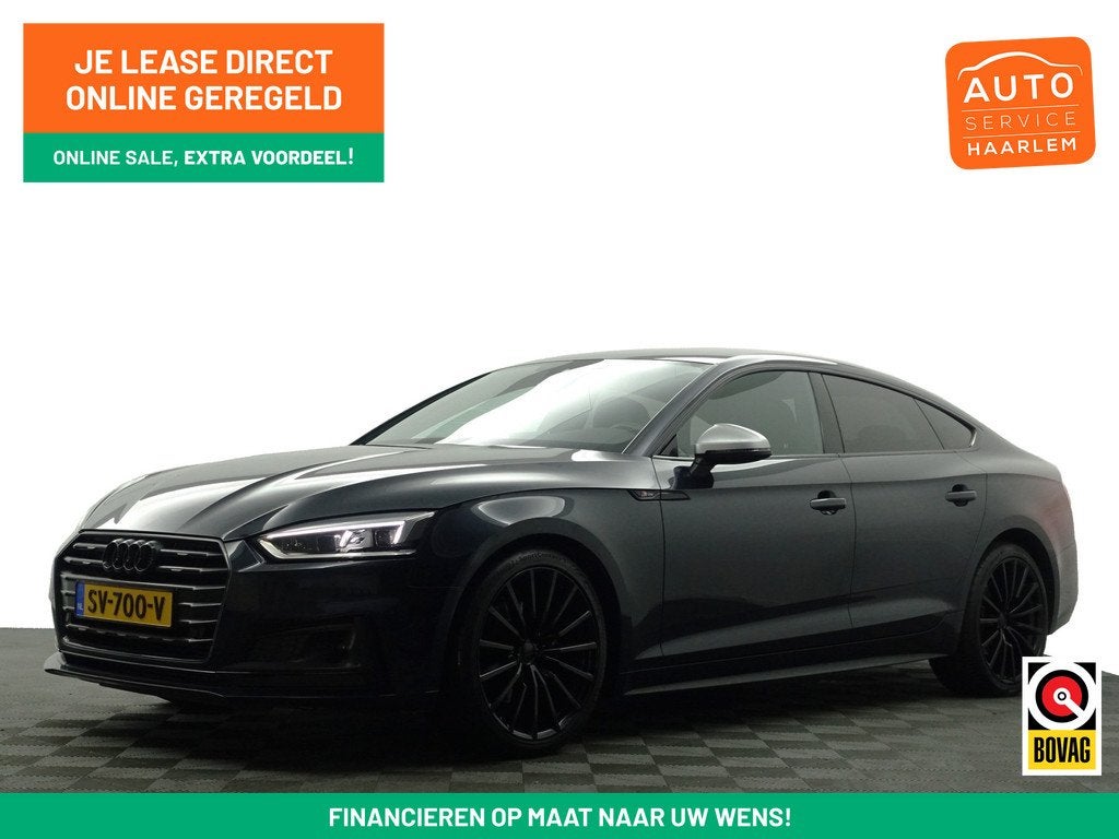 Audi A5 Sportback 2.0 TFSI S Line Black Optic Aut- Memory Se, Auto's, Audi, Gebruikt, 4 cilinders, Blauw, Automatische klimaatregeling