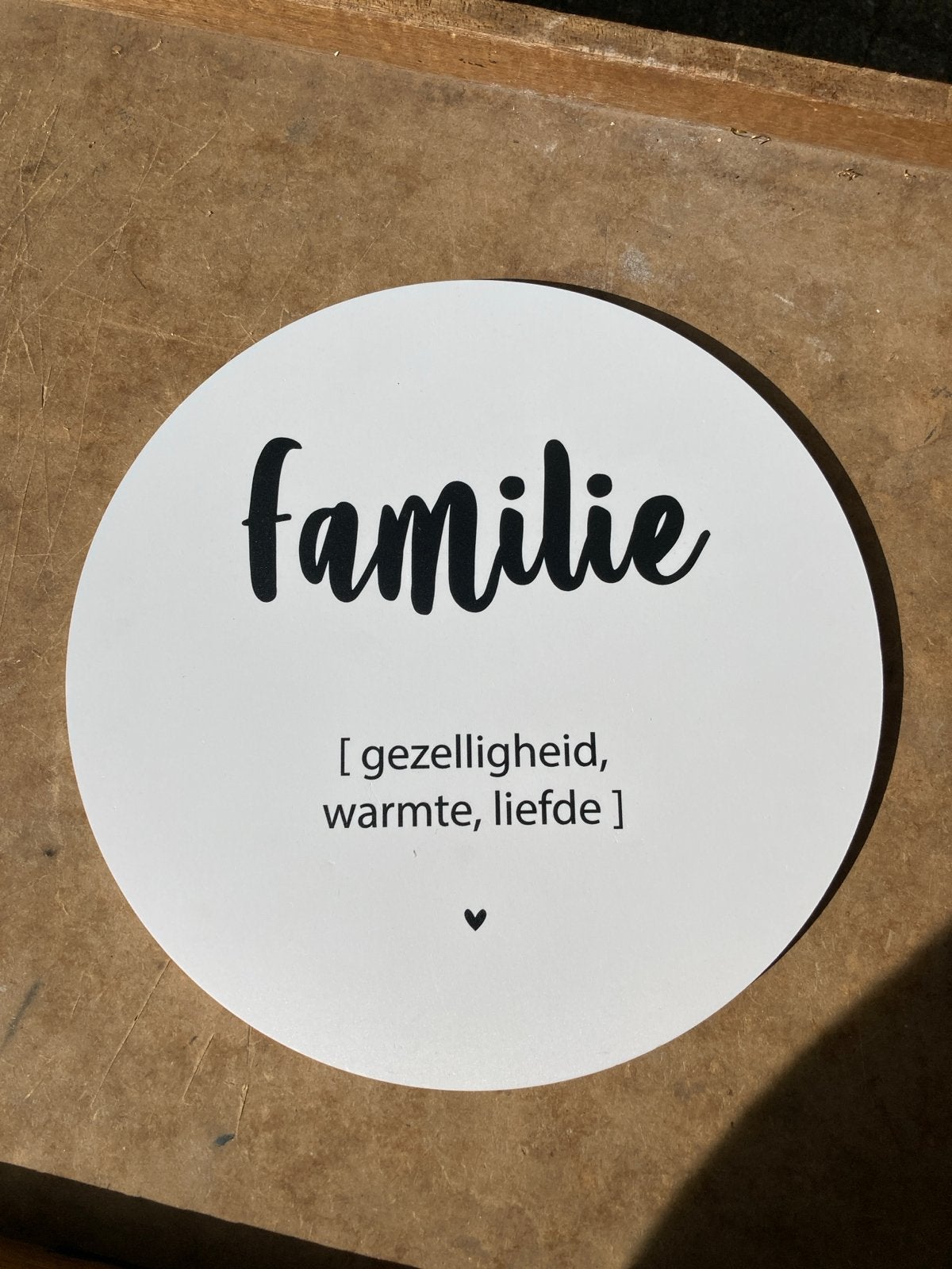 Decoratieve schijf 'Familie' - Gezelligheid, warmte, liefde, Hout, Nieuw, Ophalen of Verzenden, Modern