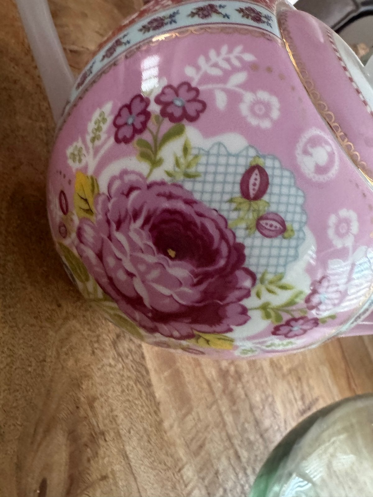 Pip Studio theepot roze met bloemmotief, Theepot/fluitketel, Ophalen of Verzenden, Zo goed als nieuw, Roze