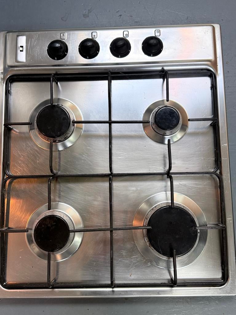 4-pits gaskookplaat RVS - Butaan/Aardgas (incl. nippels), Ophalen, Gebruikt, 4 kookzones, Inbouw