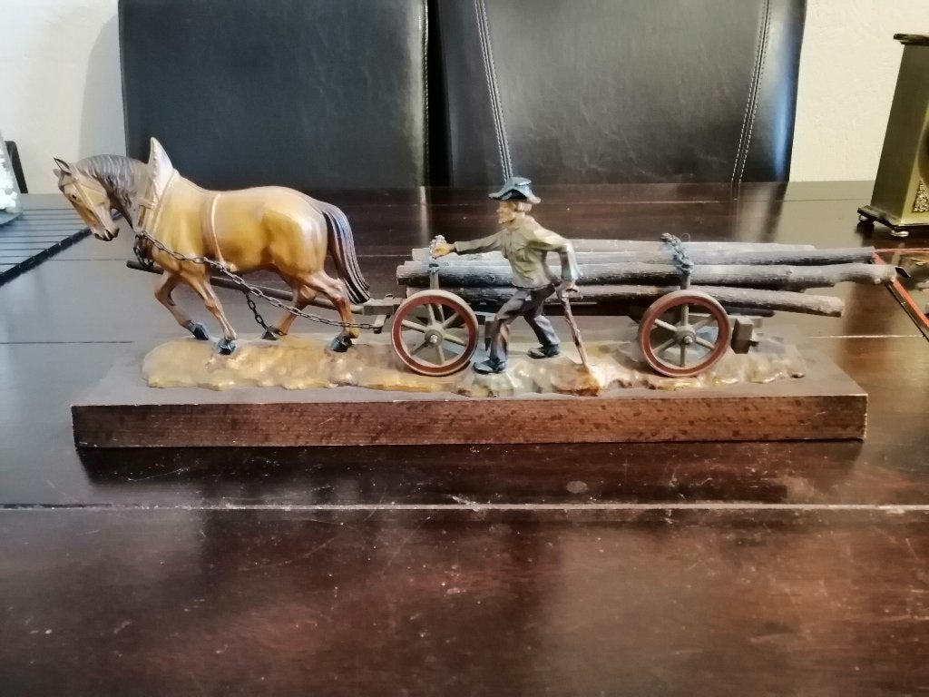 Een leuke Houthakker met kar en hout, 38x13x9cm, Ophalen of Verzenden