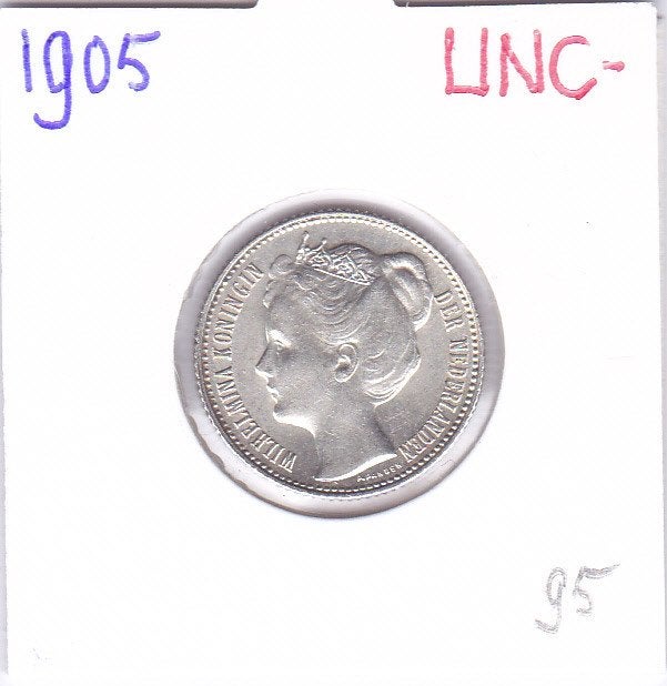 Heel mooie 1/2 gulden 1905 UNC- voor 95 euro, ½ gulden, Zilver, Ophalen of Verzenden, Koningin Wilhelmina