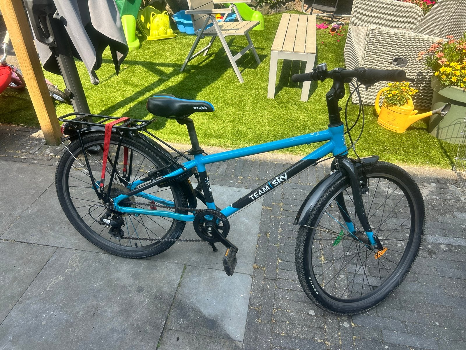 Frog 62 Team Sky Kinderfiets - 24 inch, Fietsen en Brommers, Ophalen, Gebruikt, Velgrem, 20 inch of meer