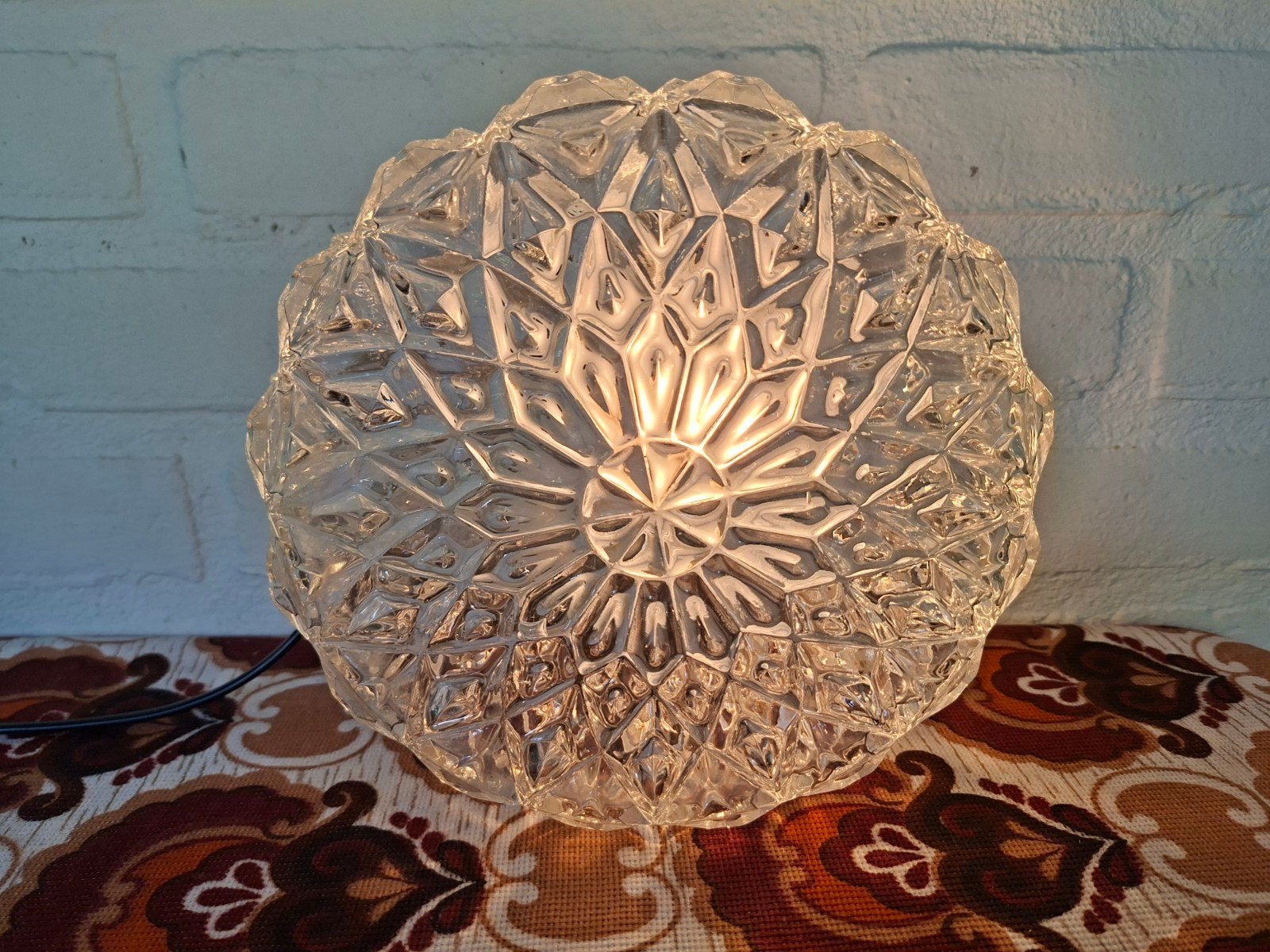 Vintage retro plafonniere plafondlamp wandlamp glas jaren 60, Huis en Inrichting, Lampen | Plafondlampen, Zo goed als nieuw, Glas