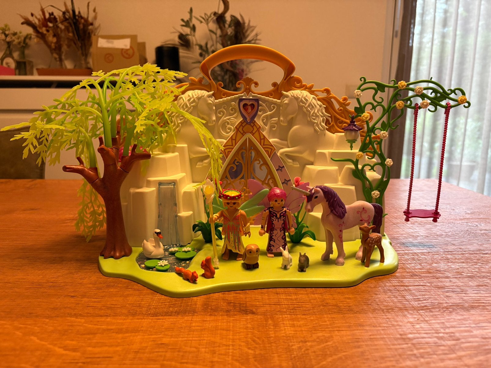 Playmobil 5208 Eenhoornkoffer met magisch sprookjesland, Gebruikt, Gebouw, Complete set, Ophalen of Verzenden