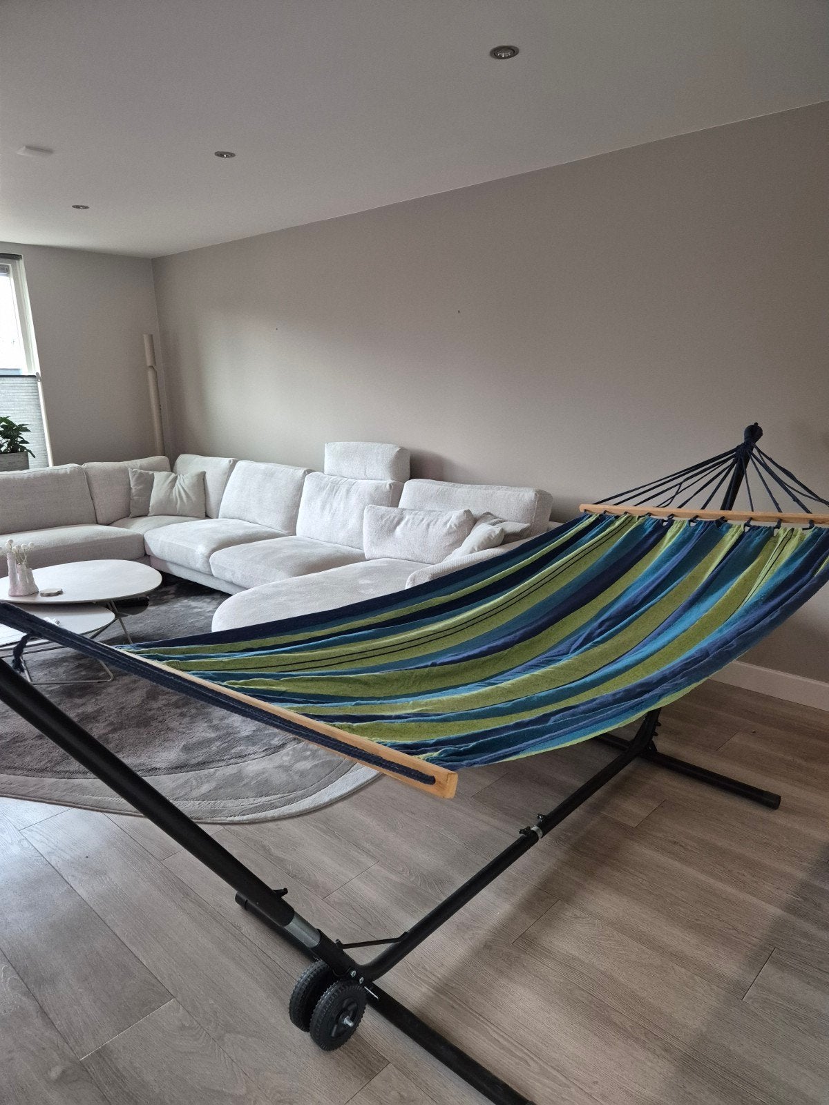 Verrijdbare hangmat met stalen frame - 3m lang, 117cm breed, Ophalen, Binnen, Met standaard