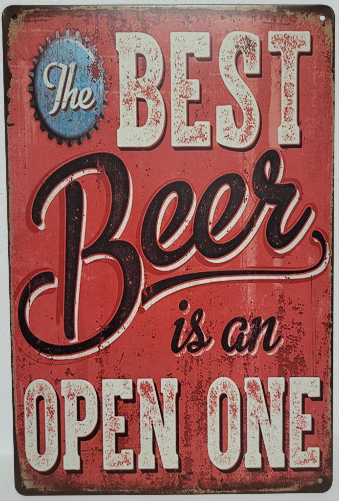 Best beer in an open one bier reclamebord van metaal deco