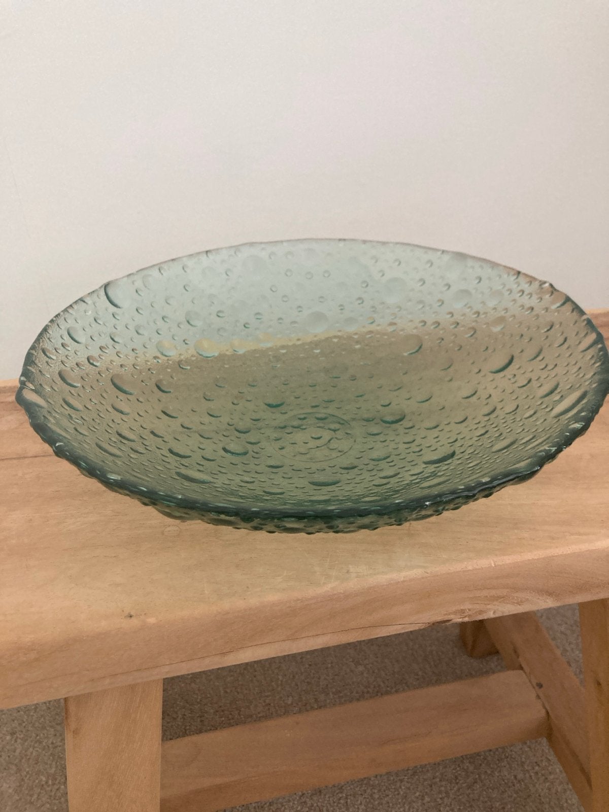 Vintage groene glazen fruit schaal - druppels, Ophalen of Verzenden
