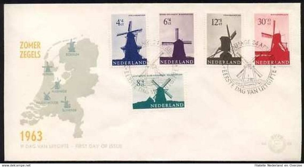 Nederland FDC E56 Zonder Adres, Molens 1963, Postzegels en Munten, Postzegels | Eerstedagenveloppen, Ophalen of Verzenden, Onbeschreven