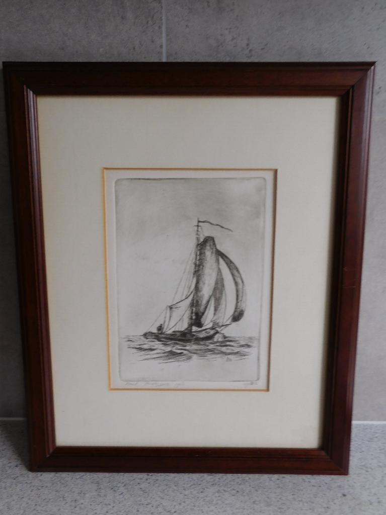 Litho Zeilboot 33,5x28 cm. 1981 nr. 49-250 Bart Reindersma, Ophalen of Verzenden