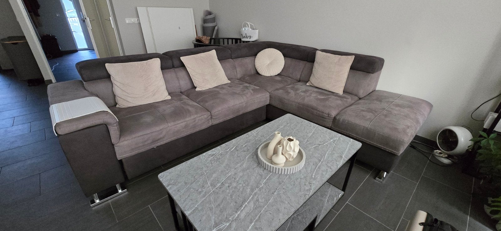 Moderne Hoekbank in Grijs - Comfortabel en Stijlvol, Ophalen, 250 tot 300 cm, Hoekbank, 75 tot 100 cm