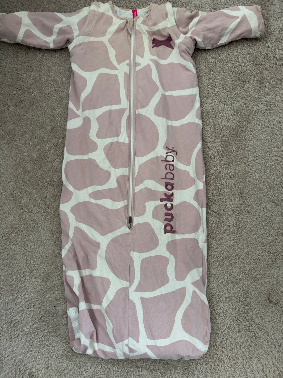 Puckababy 4 seizoenen slaapzak - Roze girafprint, Kinderen en Baby's, Ophalen, Temperatuurregulerend, Puckababy, Zo goed als nieuw