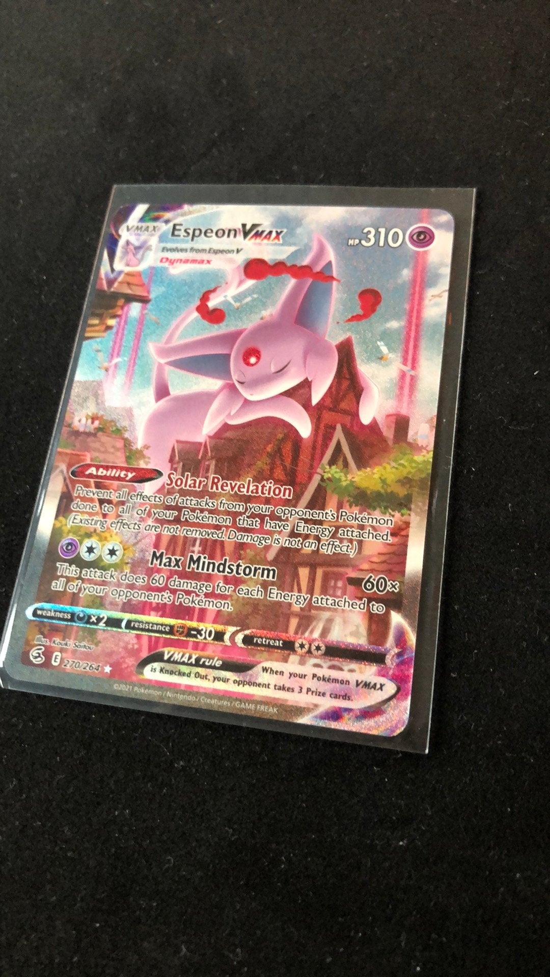 Espeon vmax 270/264, Hobby en Vrije tijd, Verzamelkaartspellen | Pokémon, Ophalen of Verzenden, Zo goed als nieuw