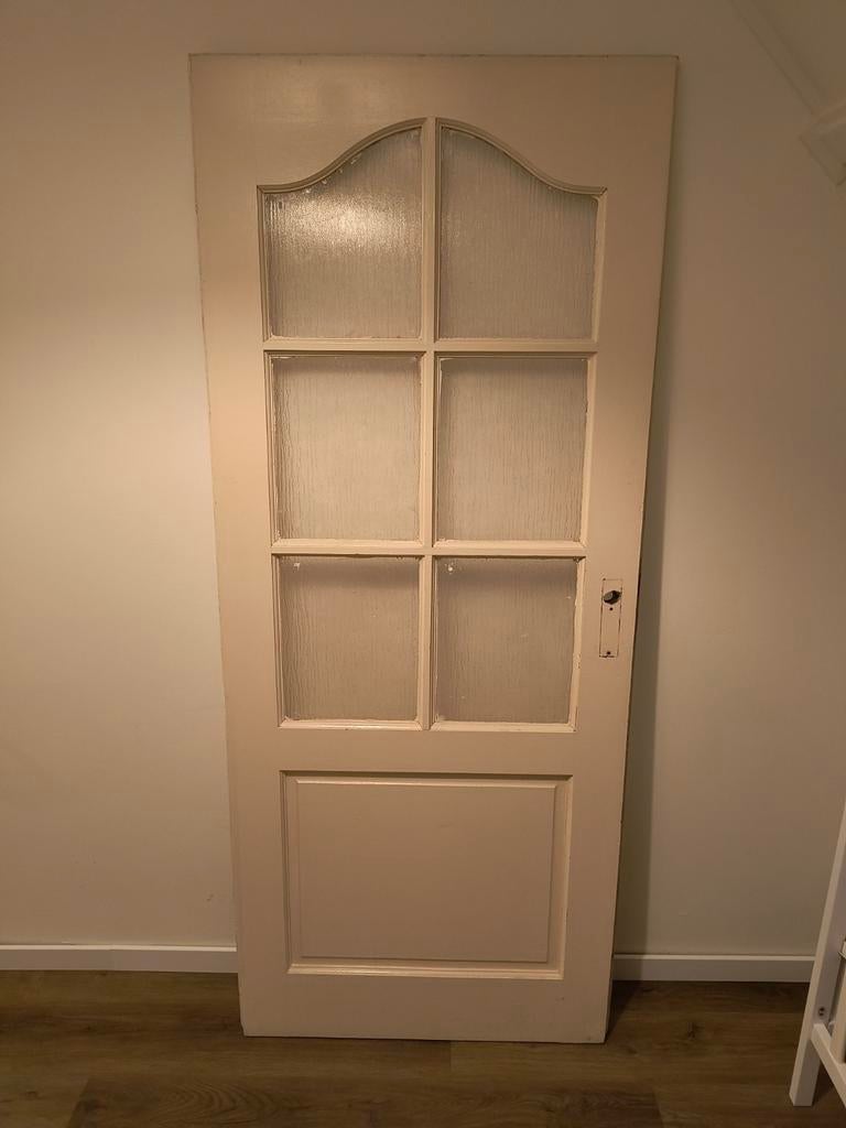 Opdek deur rechts draaiend 63x201,5 cm met 6 raampjes, Doe-het-zelf en Verbouw, Deuren en Horren, Ophalen, Binnendeur, 200 tot 215 cm