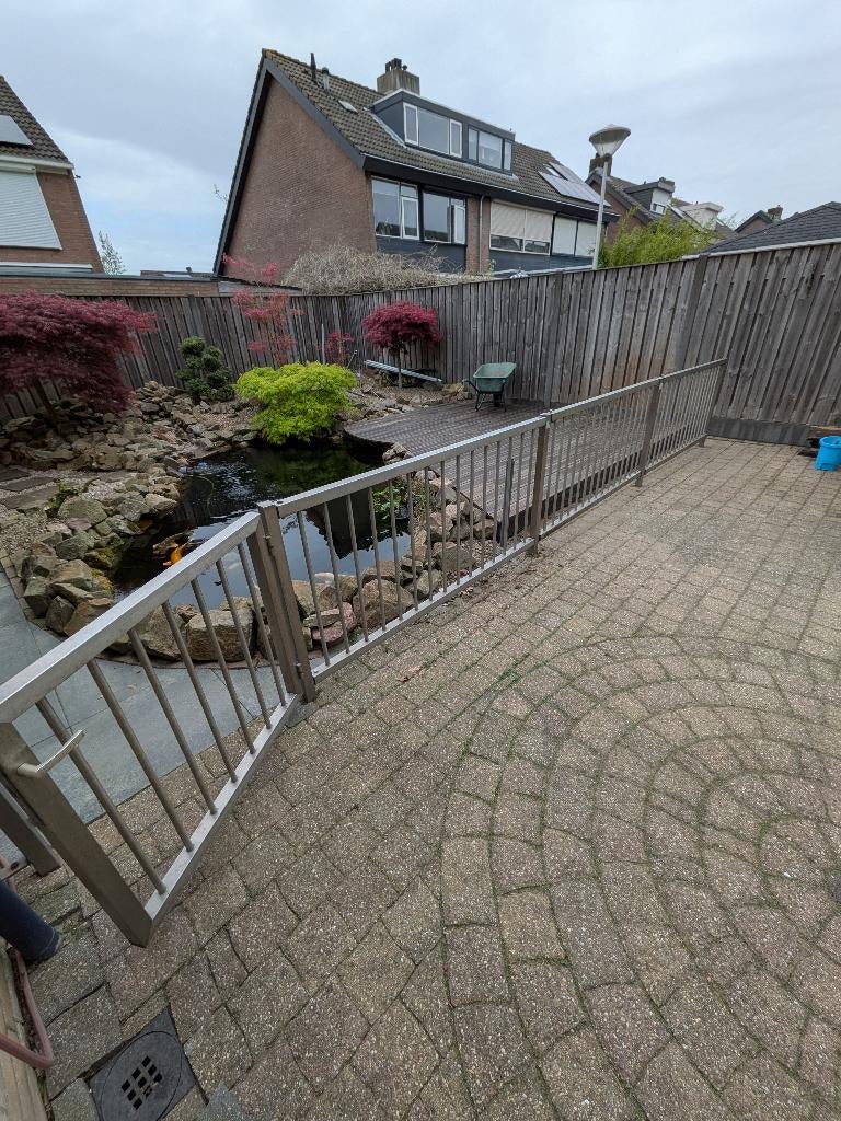 Decoratief roestvrijstalen hekwerk, Tuin en Terras, Tuinhekken en Hekwerk, Ophalen, Met poort, Gebruikt, Tuinhek