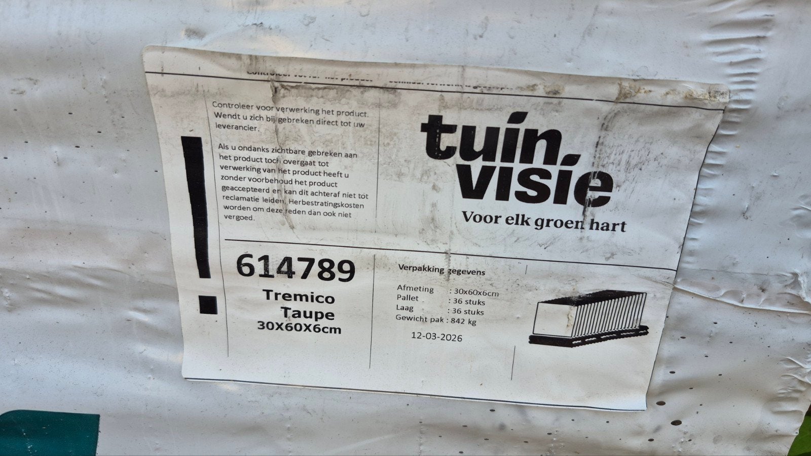 Tuintegels 30x60x6cm Taupe - Pallet vol, Tuin en Terras, Tegels en Klinkers, Ophalen, Nieuw, 5 tot 10 m², Beton