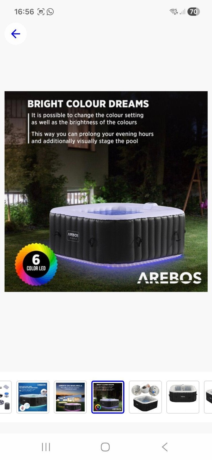 AREBOS Opblaasbare Jacuzzi met LED en Afdekzeil, Tuin en Terras, Ophalen of Verzenden, Nieuw, Afdekzeil, Opblaasbaar
