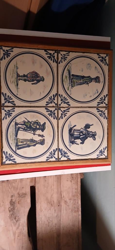 Antiek Delfts Blauw Tegeltableau met Figuren, Antiek en Kunst, Antiek | Wandborden en Tegels, Ophalen of Verzenden