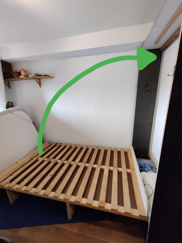 Inklapbaar bed Murphy's bed 160x200, Ophalen, Tweepersoons, Hout, 160 cm