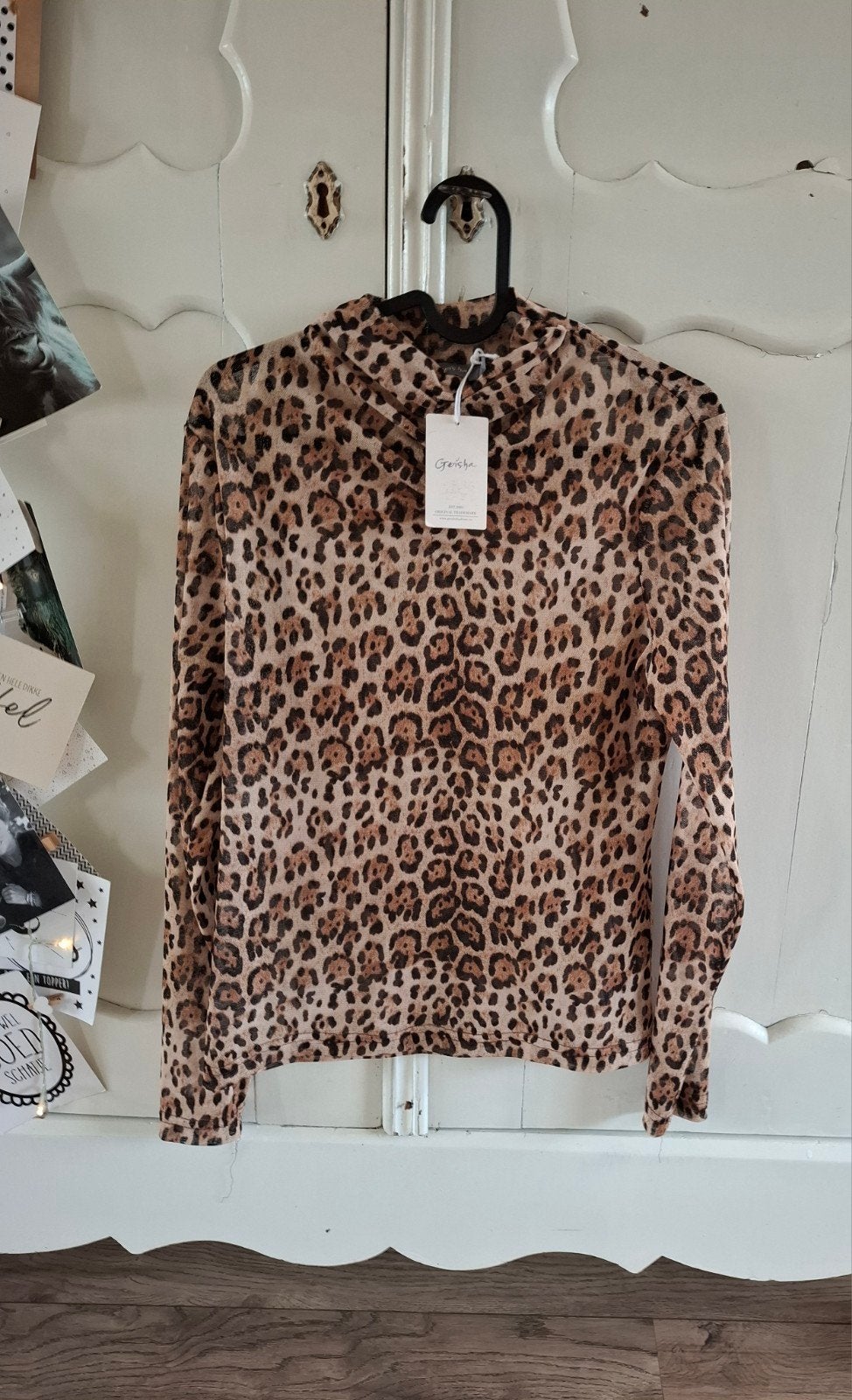 Panterprint mesh top. Geisha. M/L. Shirt. Selected Femme., Ophalen of Verzenden, Nieuw