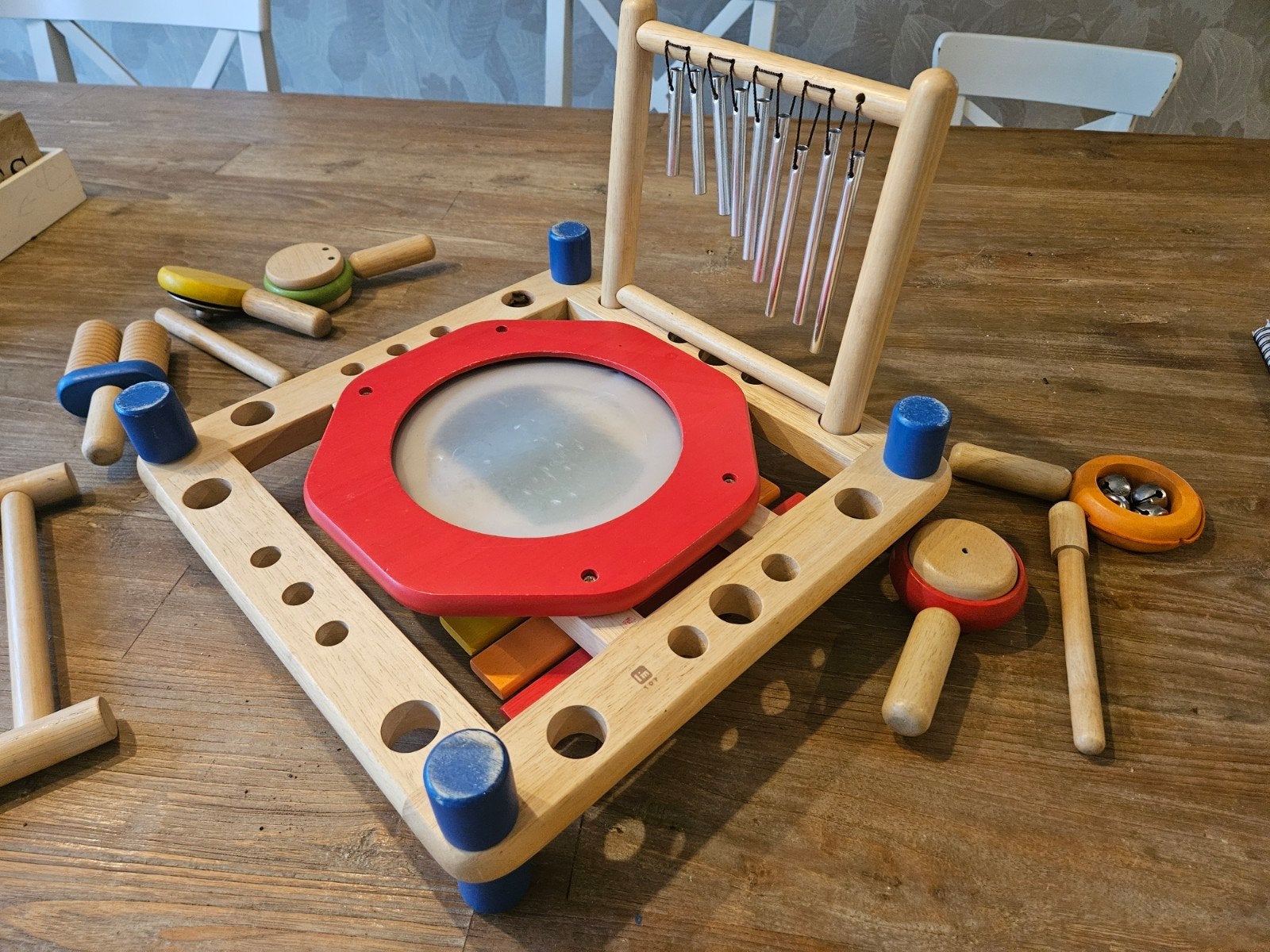 Houten Muziekcentrum met Xylofoon en meer - mist 2 stokjes, Ophalen, Gebruikt, Overige typen, Met geluid