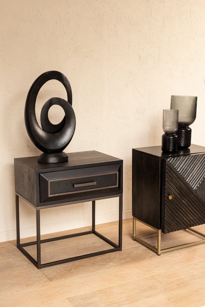 NIEUWE PTMD NACHTKASTJES bruin en zwart met lade lixly, 45 tot 60 cm, Minder dan 55 cm, Metaal of Aluminium, Pietseweg 13A Oud Gastel