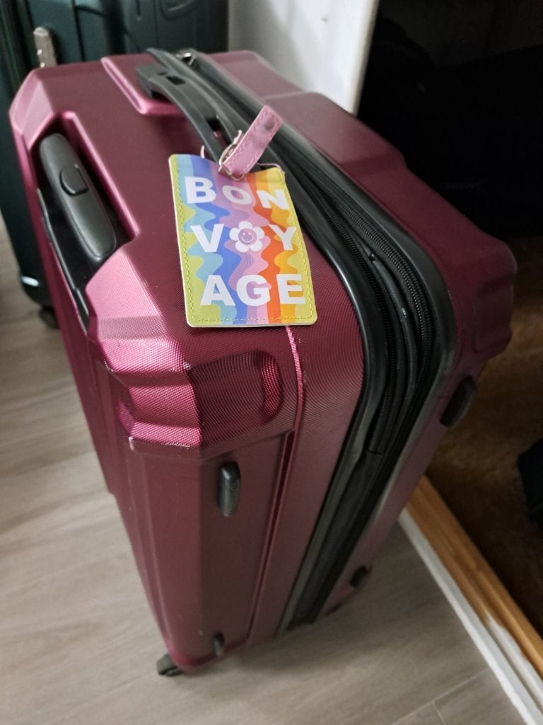 Roze Koffer, Ophalen, Wieltjes, Hard kunststof, Zo goed als nieuw