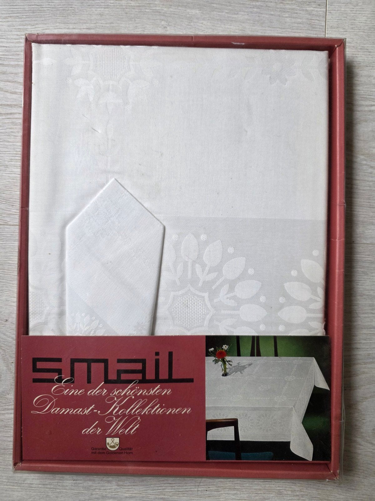 Nieuw Vintage retro tafelkleed DAMAST wit, Nieuw, Ophalen of Verzenden, Katoen, Wit
