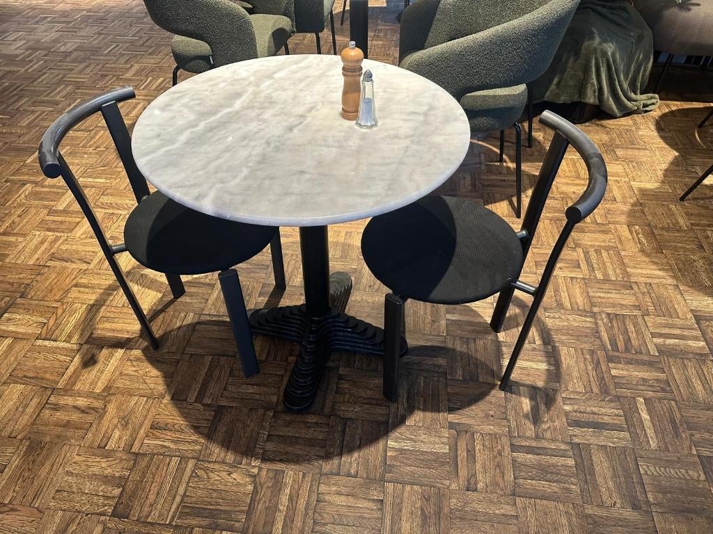 Stoelen, Huis en Inrichting, Stoelen, Gebruikt, Vijf, Zes of meer stoelen, Metaal, Stof, Zwart, Ophalen