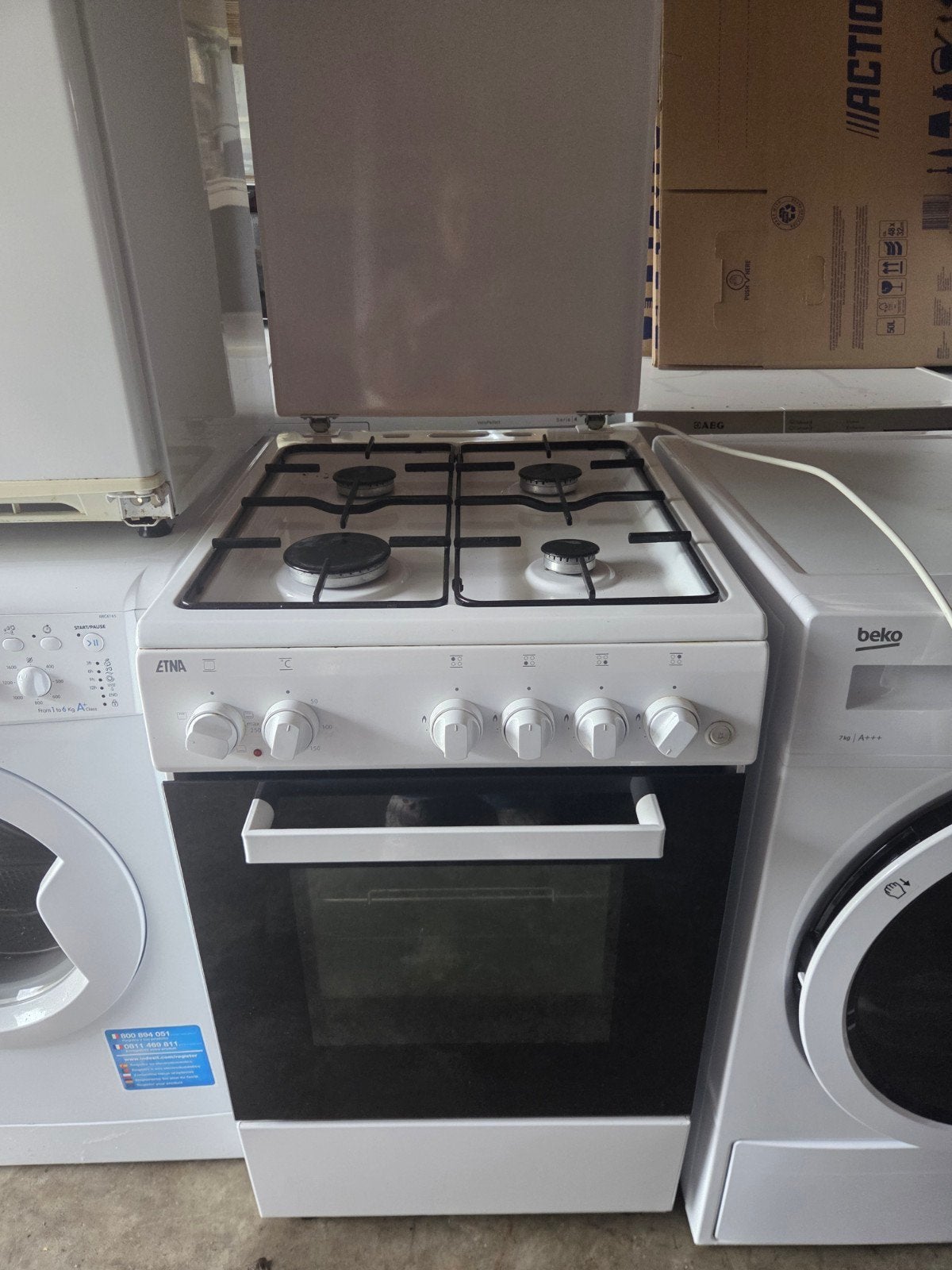 Etna FGV150WIT Gasfornuis met Oven - Wit, Ophalen, Gebruikt, 4 kookzones, Gas
