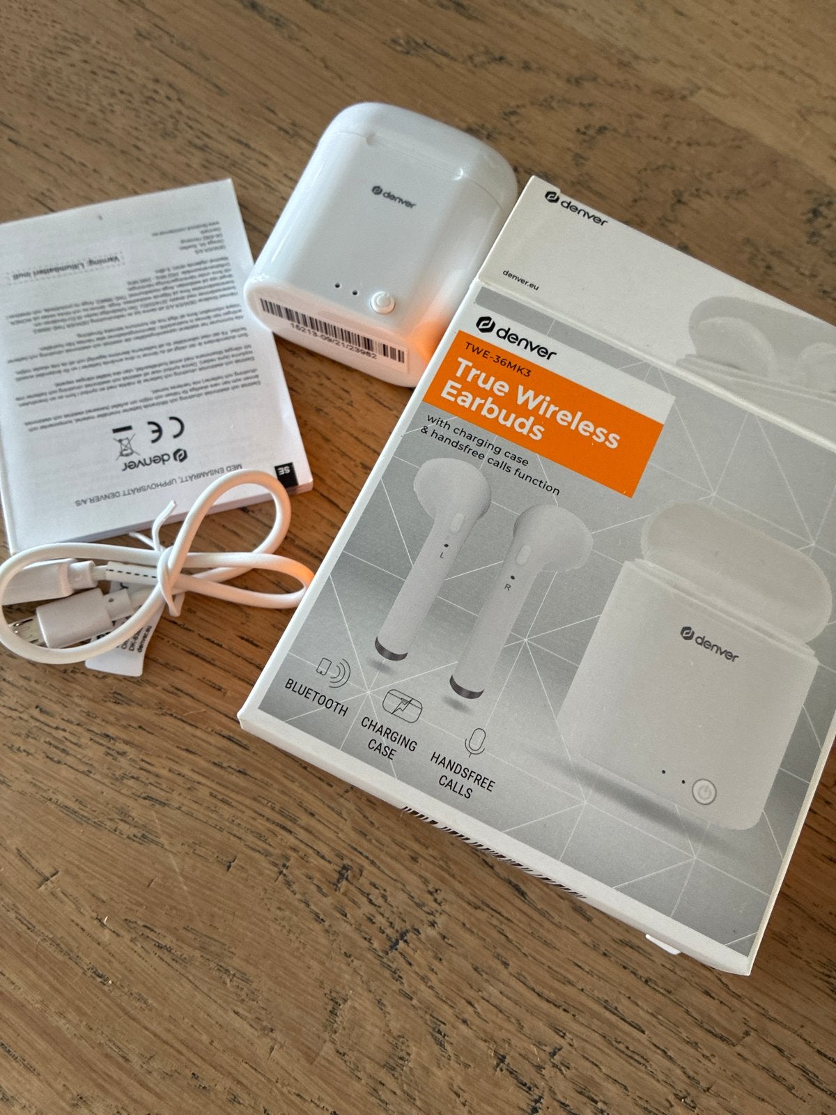 Denver TWE-36MK3 True Wireless Earbuds met oplaadcase, Overige merken, In-ear, Bluetooth, Nieuw