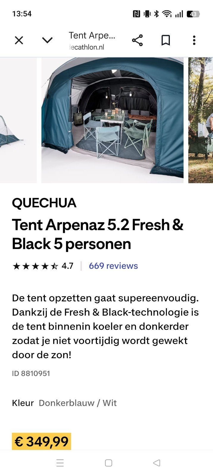 Quechua Arpenaz Family 5.2 XL, Ophalen, Gebruikt, Tot en met 4