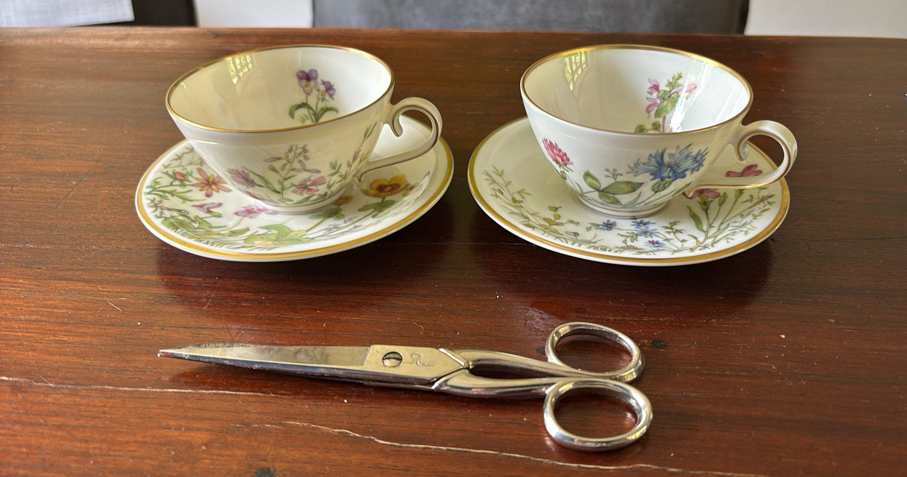 2 vintage theekopjes en schotels Krautheim Selb Bavaria Dld, Ophalen of Verzenden, Zo goed als nieuw, Porselein, Kop en/of schotel