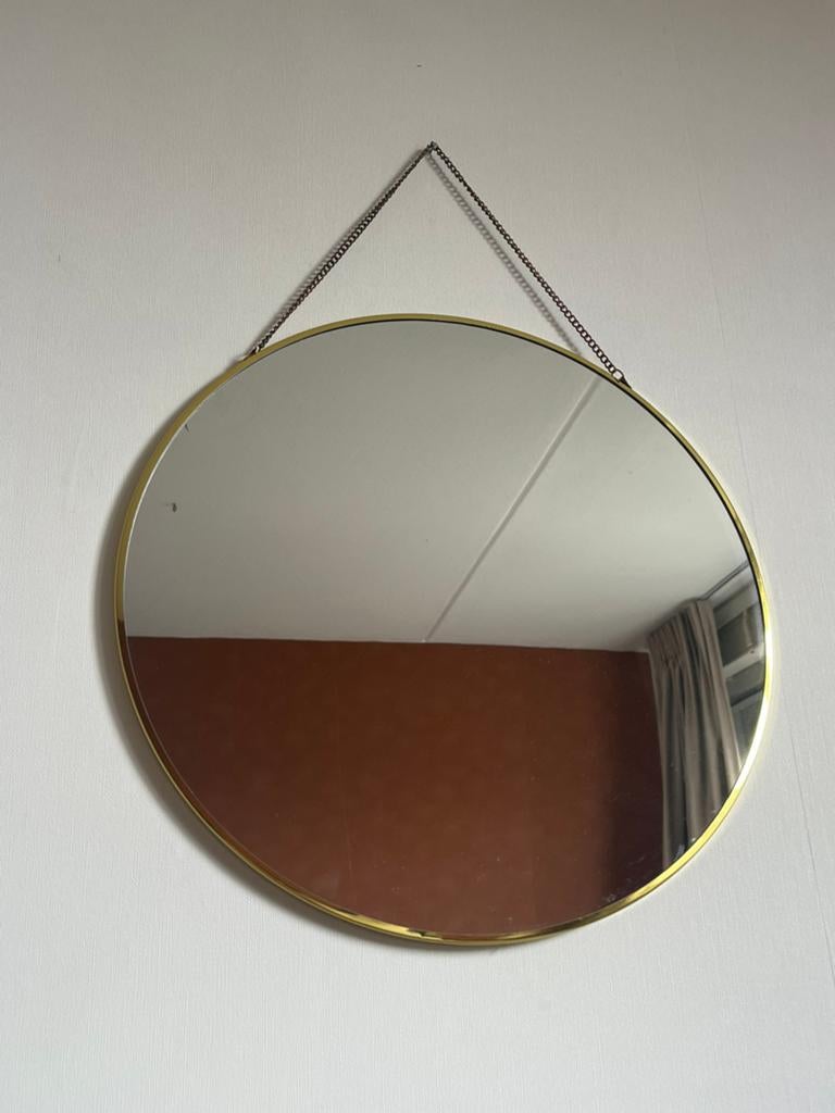 Spiegel Goud Rond 40 cm, Huis en Inrichting, Woonaccessoires | Spiegels, Ophalen, Minder dan 50 cm, Gebruikt, Rond