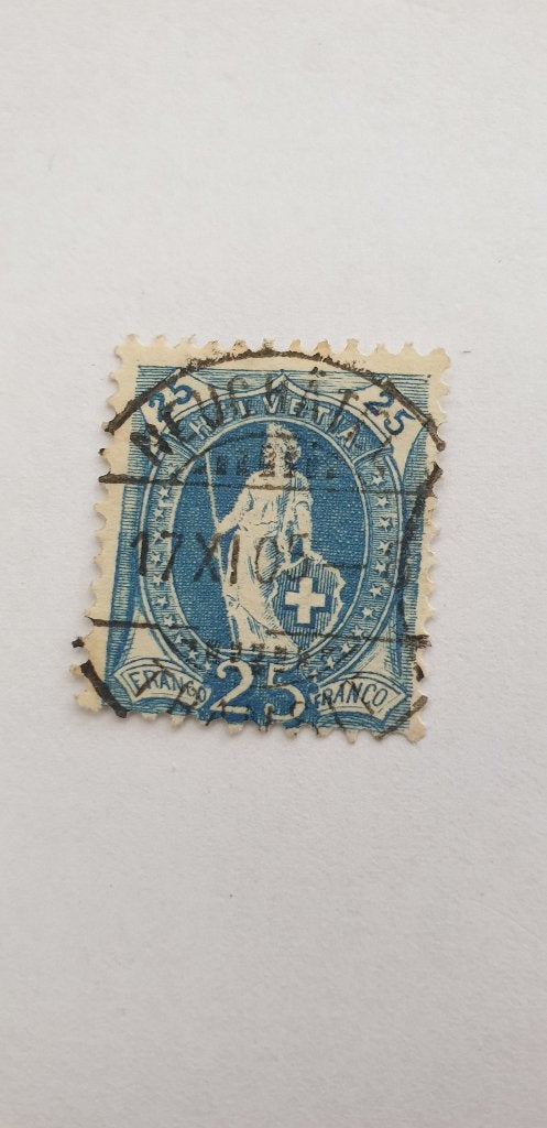 5673 zwitserland stehende helvetian strubel 1899 25 franco, Verzenden