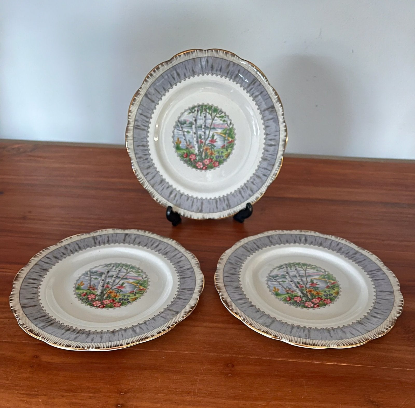 Royal Albert “Silver Birch” ontbijtborden 3x, Ophalen of Verzenden