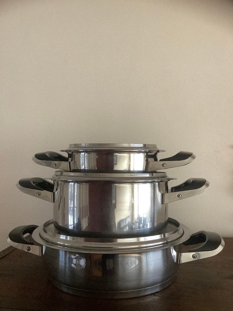 Set van 3 AMC pannen – niet voor inductie, Ophalen, Vaatwasserbestendig, Gebruikt, Pannenset