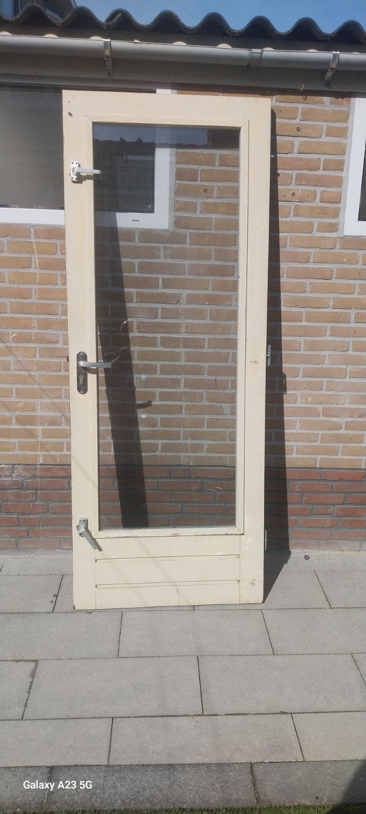 hardhouten deur 83x211 inclusief beslag, Doe-het-zelf en Verbouw, Ophalen of Verzenden, Gebruikt, Buitendeur, 200 tot 215 cm
