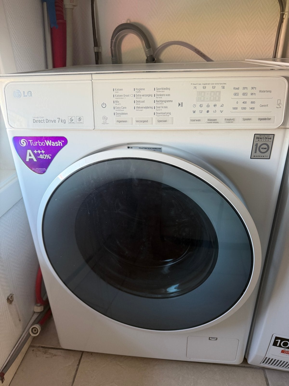 LG Direct Drive 7kg Wasmachine A+++ -40% TurboWash, Witgoed en Apparatuur, Wasmachines, Ophalen, Zo goed als nieuw, 85 tot 90 cm
