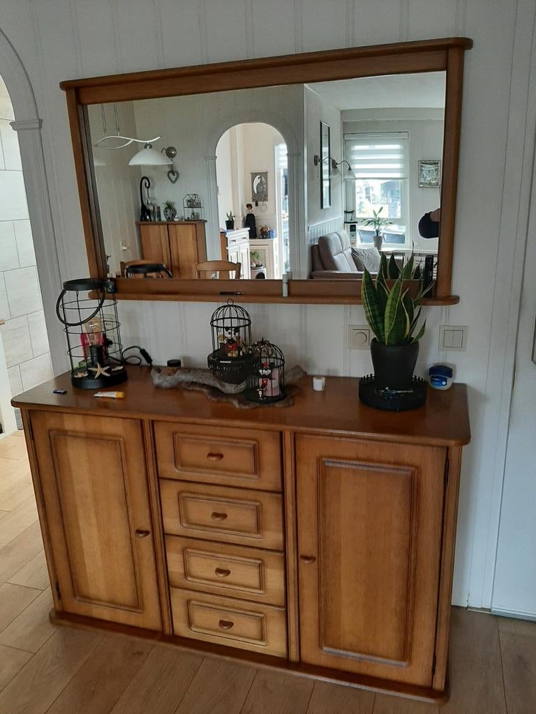 Blank eiken patine dressoir met lades en deuren, Gebruikt, 150 tot 200 cm, Eikenhout, Ophalen of Verzenden