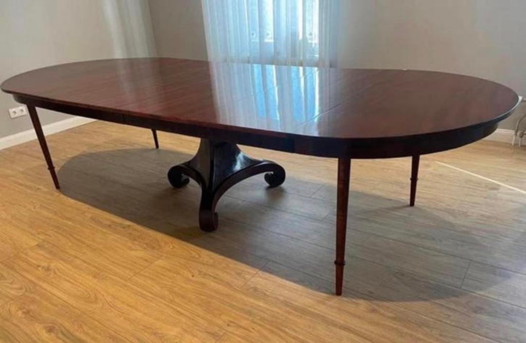 Antieke mahoniehout coulissen eettafel vergadertafel 330x130, Ophalen, Gebruikt, 100 tot 150 cm, Klassiek Antiek