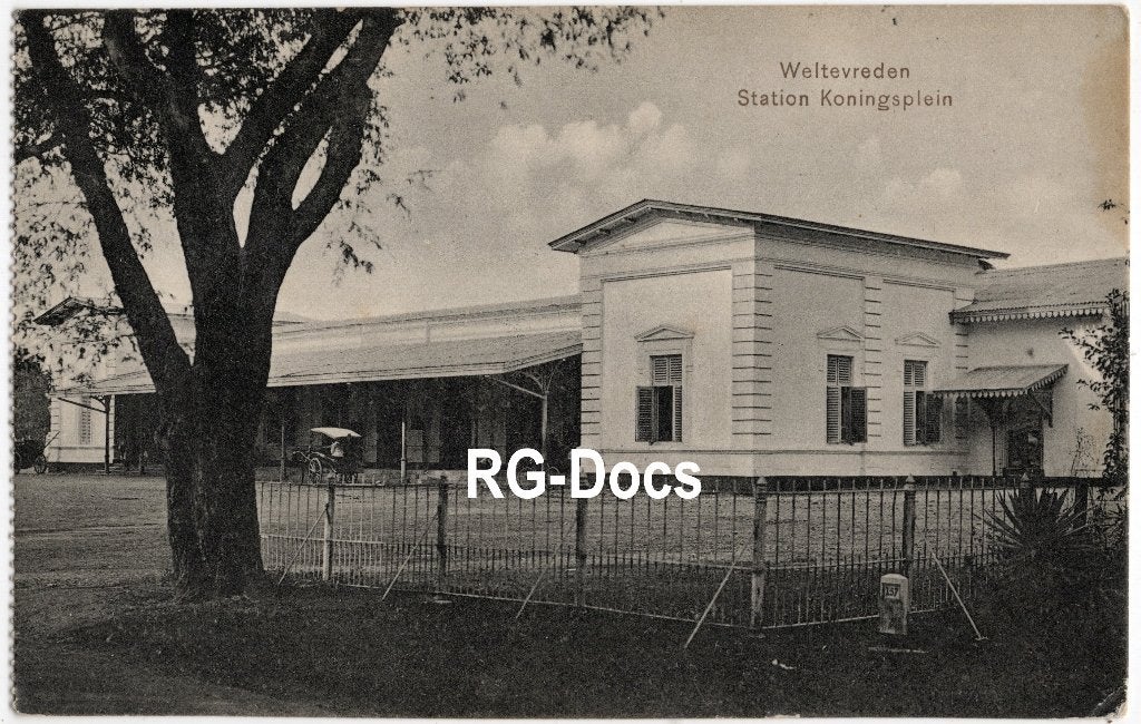 Ansichtkaart Briefkaart Station Koningsplein Weltevreden '12, Ophalen of Verzenden, Voor 1920, Gelopen, Buiten Europa