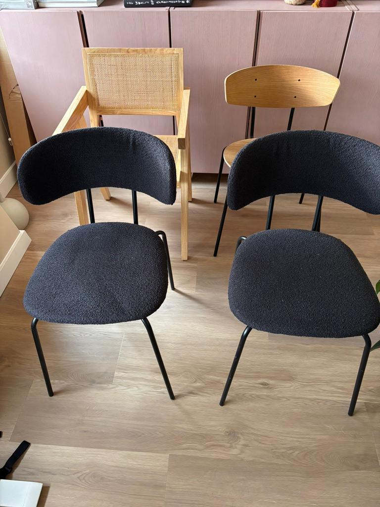 Set stoelen / design, Huis en Inrichting, Stoelen, Ophalen, Zo goed als nieuw, Zwart