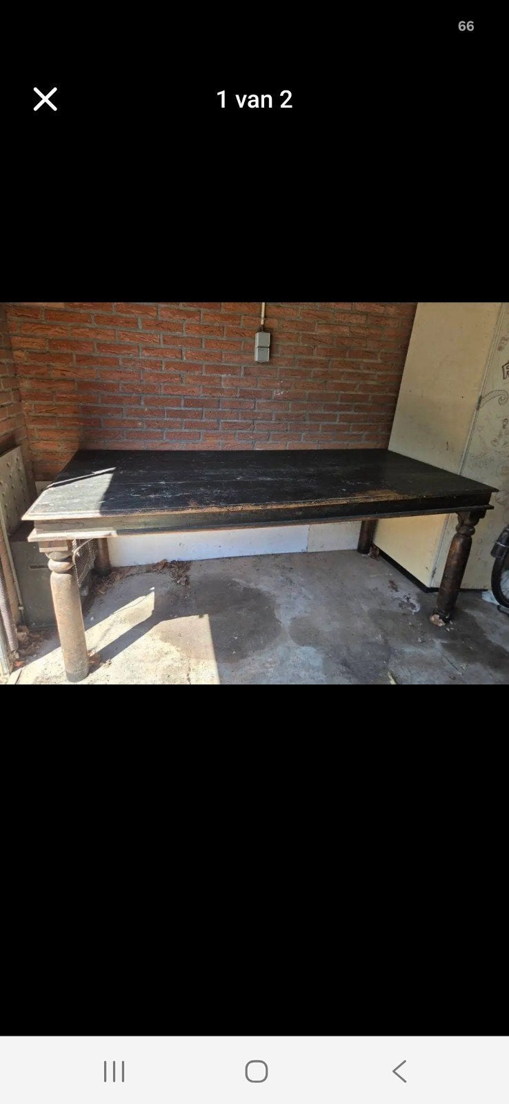 gratis robuuste houten tafel - Zwart, Antiek en Kunst, Ophalen